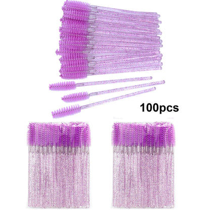 100pcs Disposable Eyelash Spoolie Brushes